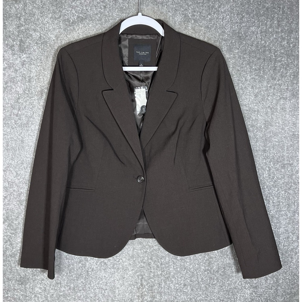 The Limited Collection One Button Blazer Womens Size 14 Brown Stretch Lined New